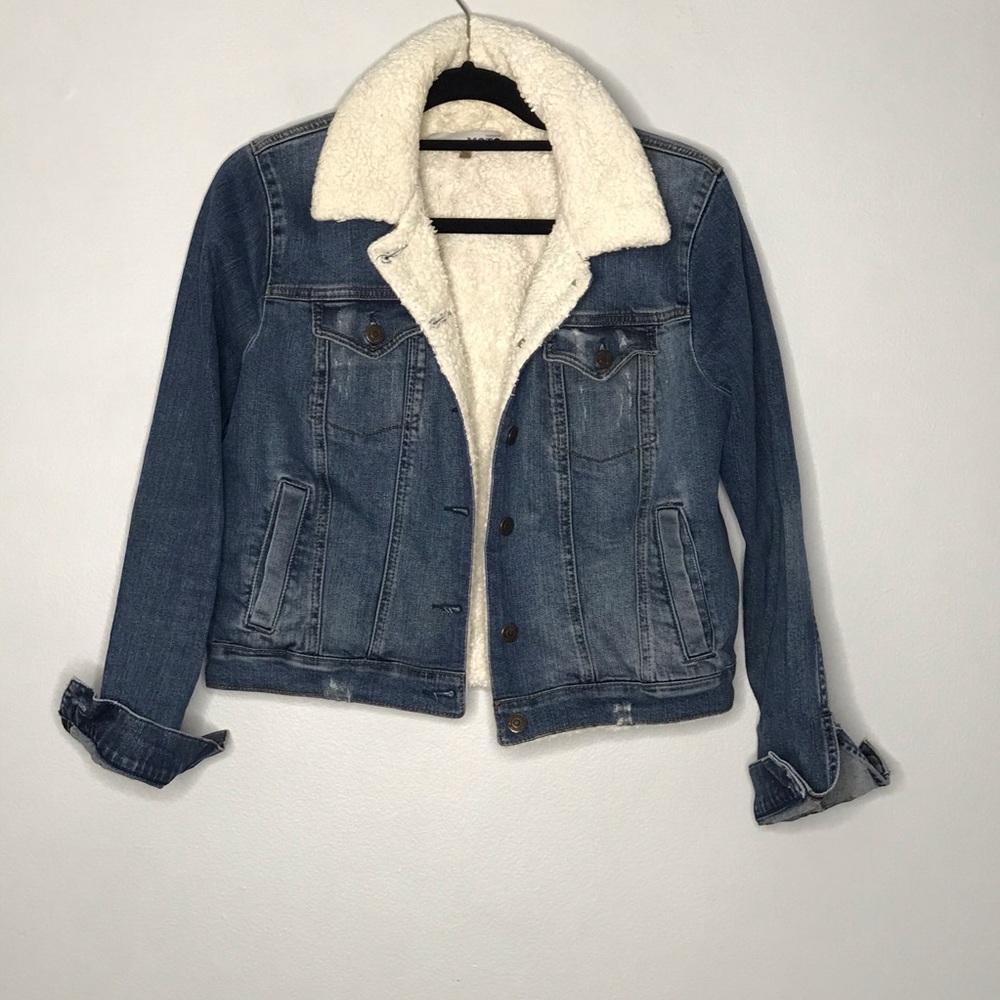 TopShop Sherpa Lined Denim Jacket Size 10
